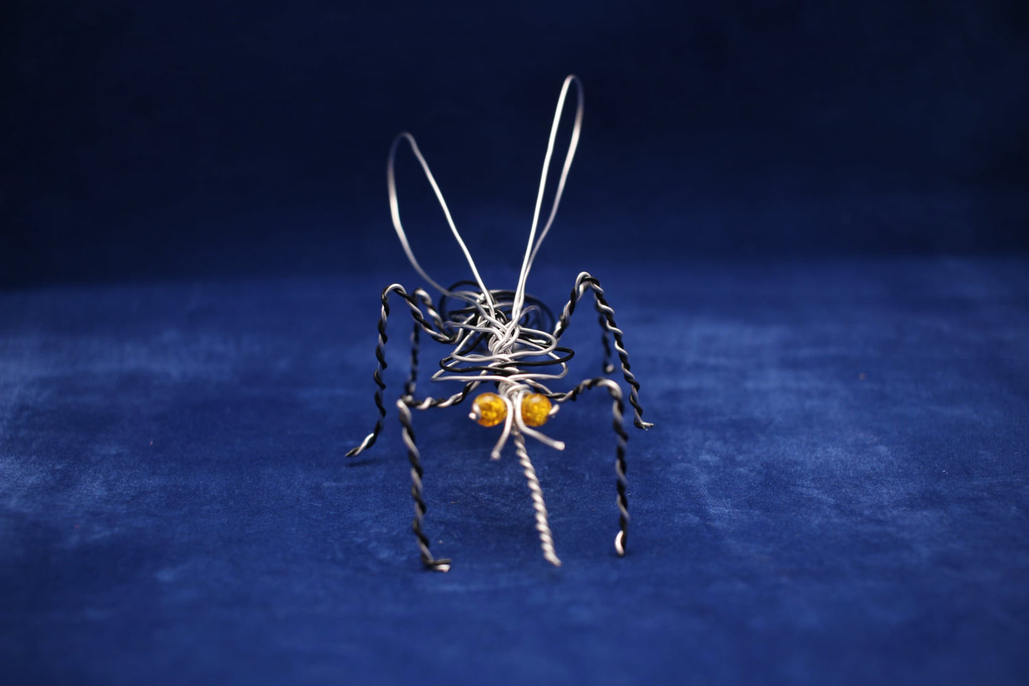 Handmade Wire Mosquito Sculpture with Amber Eyes