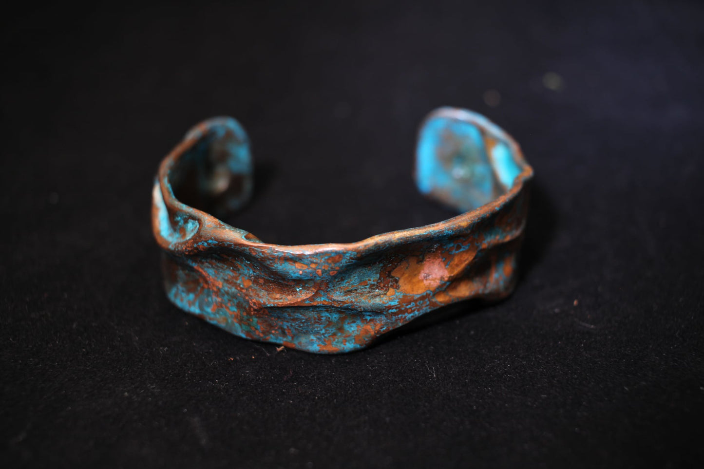 Hammered Copper Patina Oval Bangles - Handcrafted Artisan Cuffs
