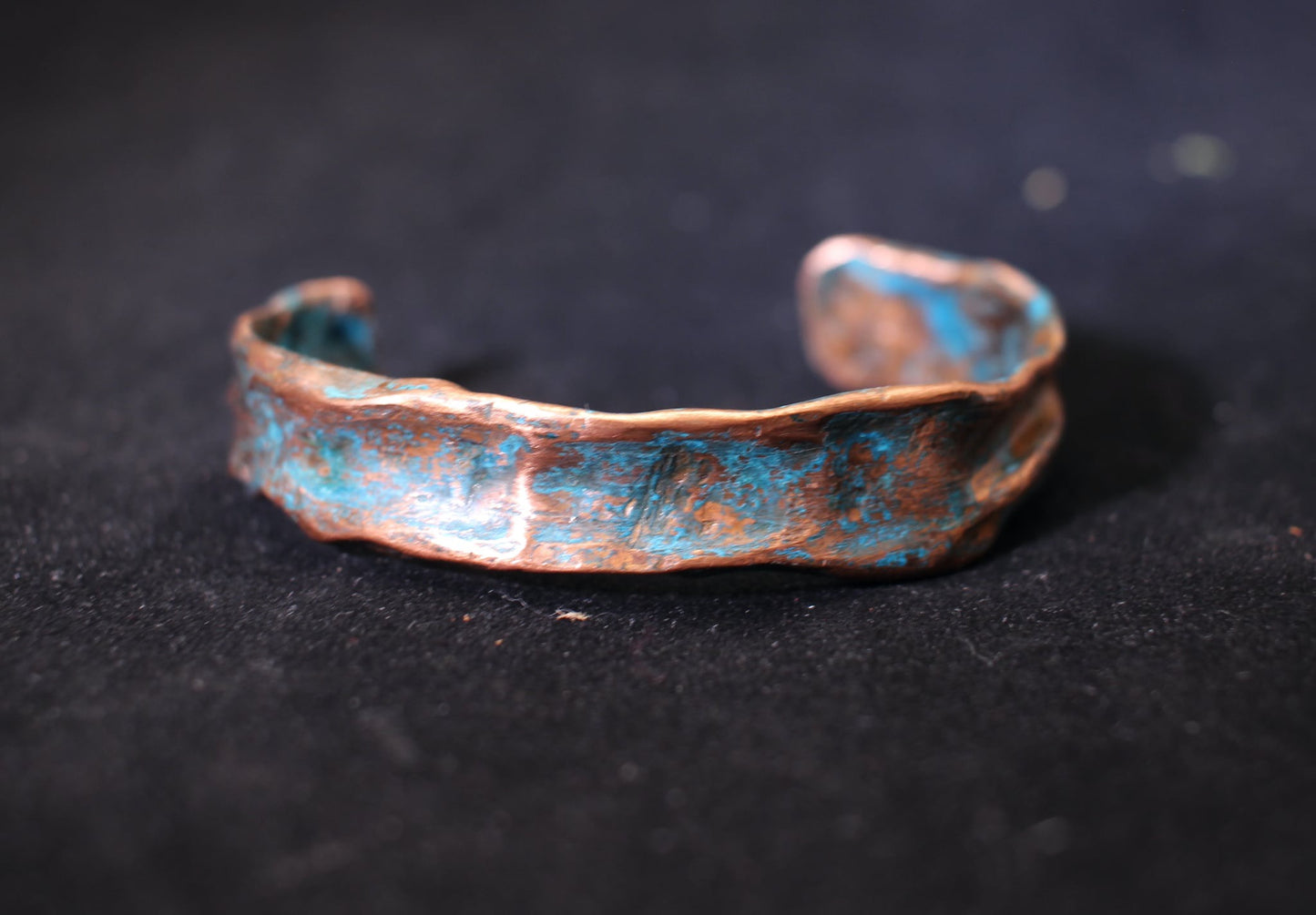 Hammered Copper Patina Oval Bangles - Handcrafted Artisan Cuffs