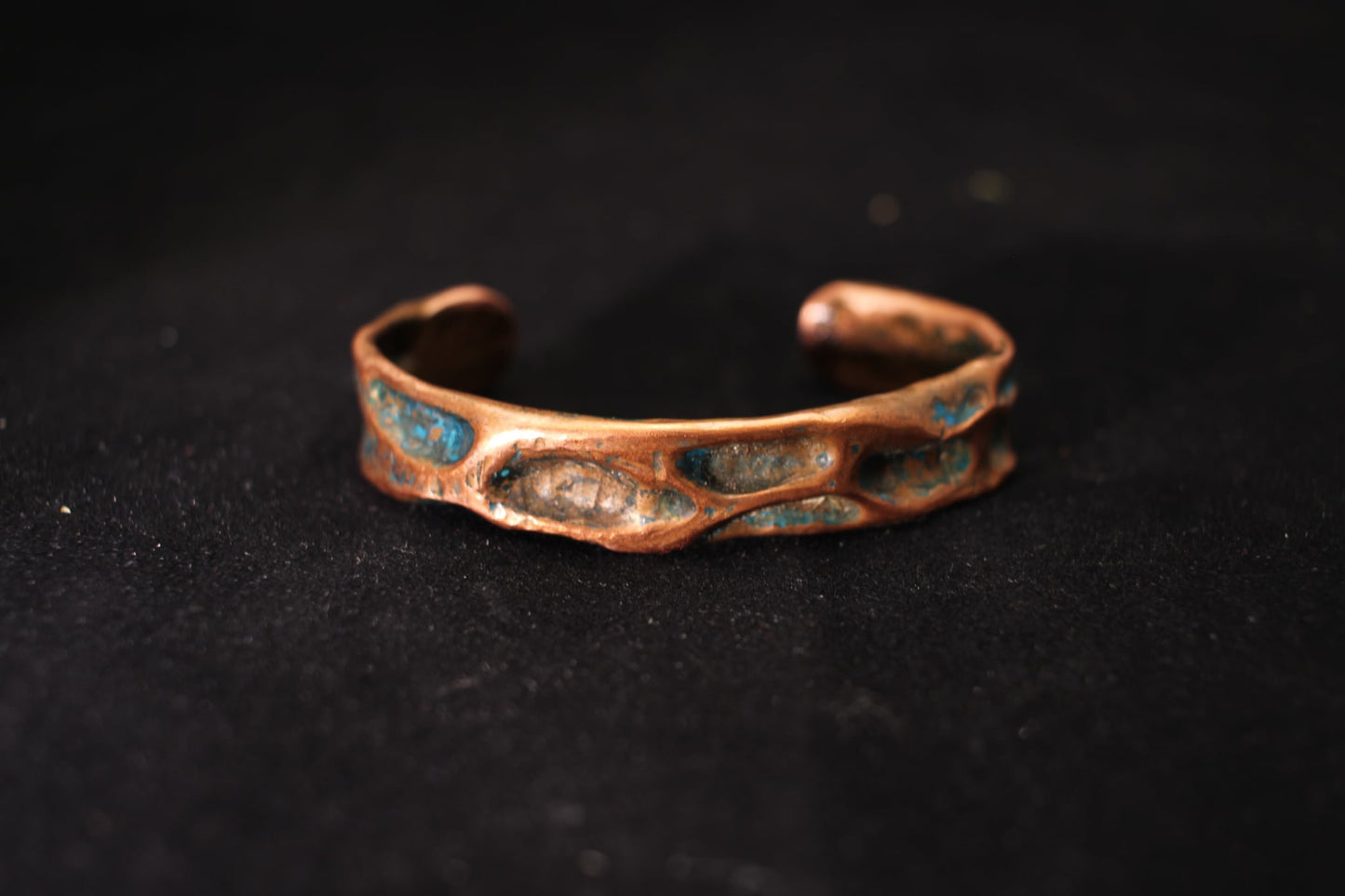 Hammered Copper Patina Oval Bangles - Handcrafted Artisan Cuffs