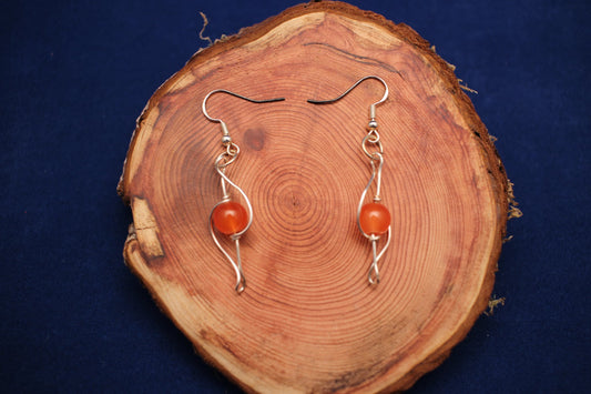 Sterling Silver Wire Earrings with carnelian Gemstones –