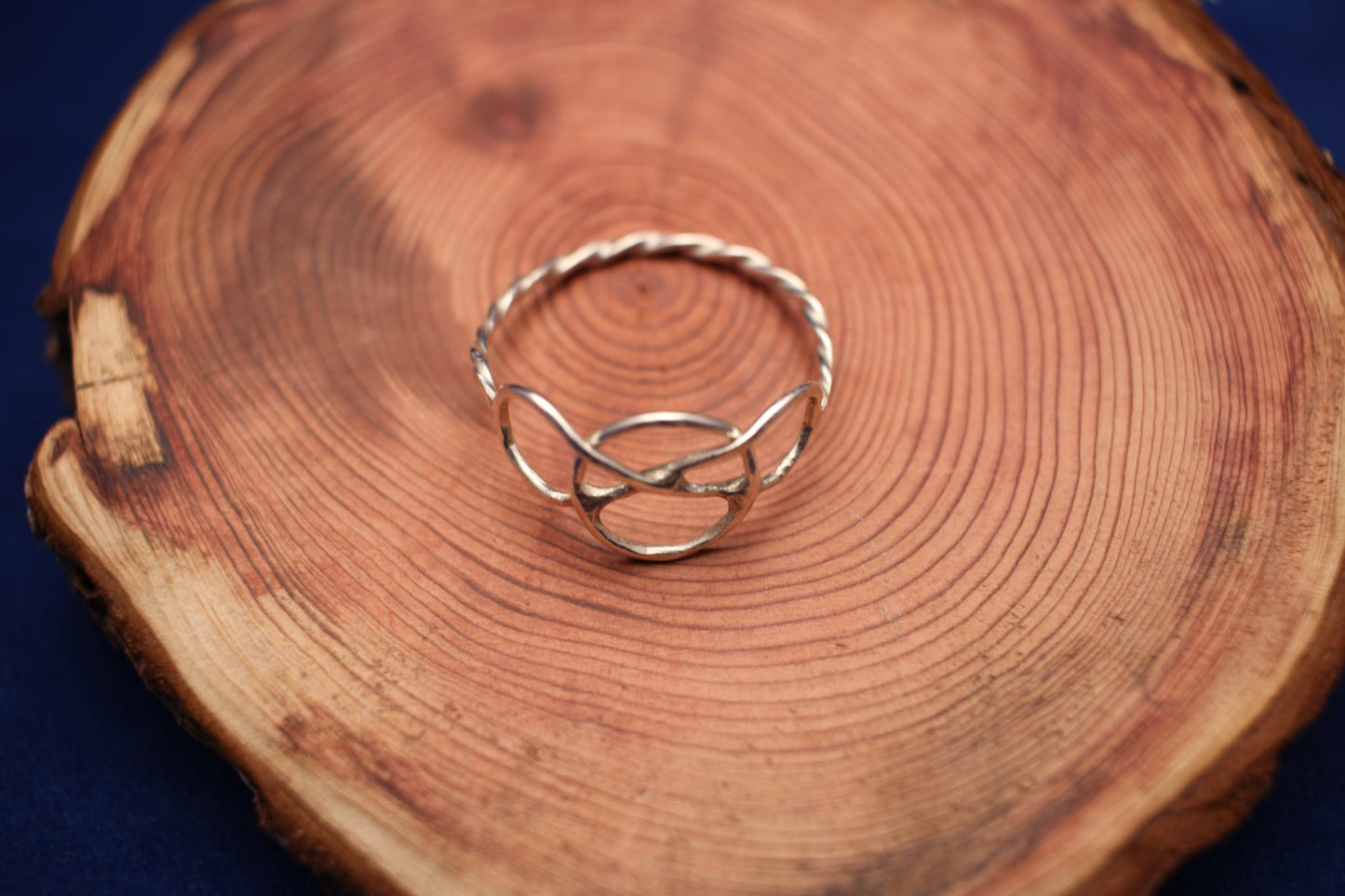 Sterling Silver Encircled Infinity Ring with Twisted Band -