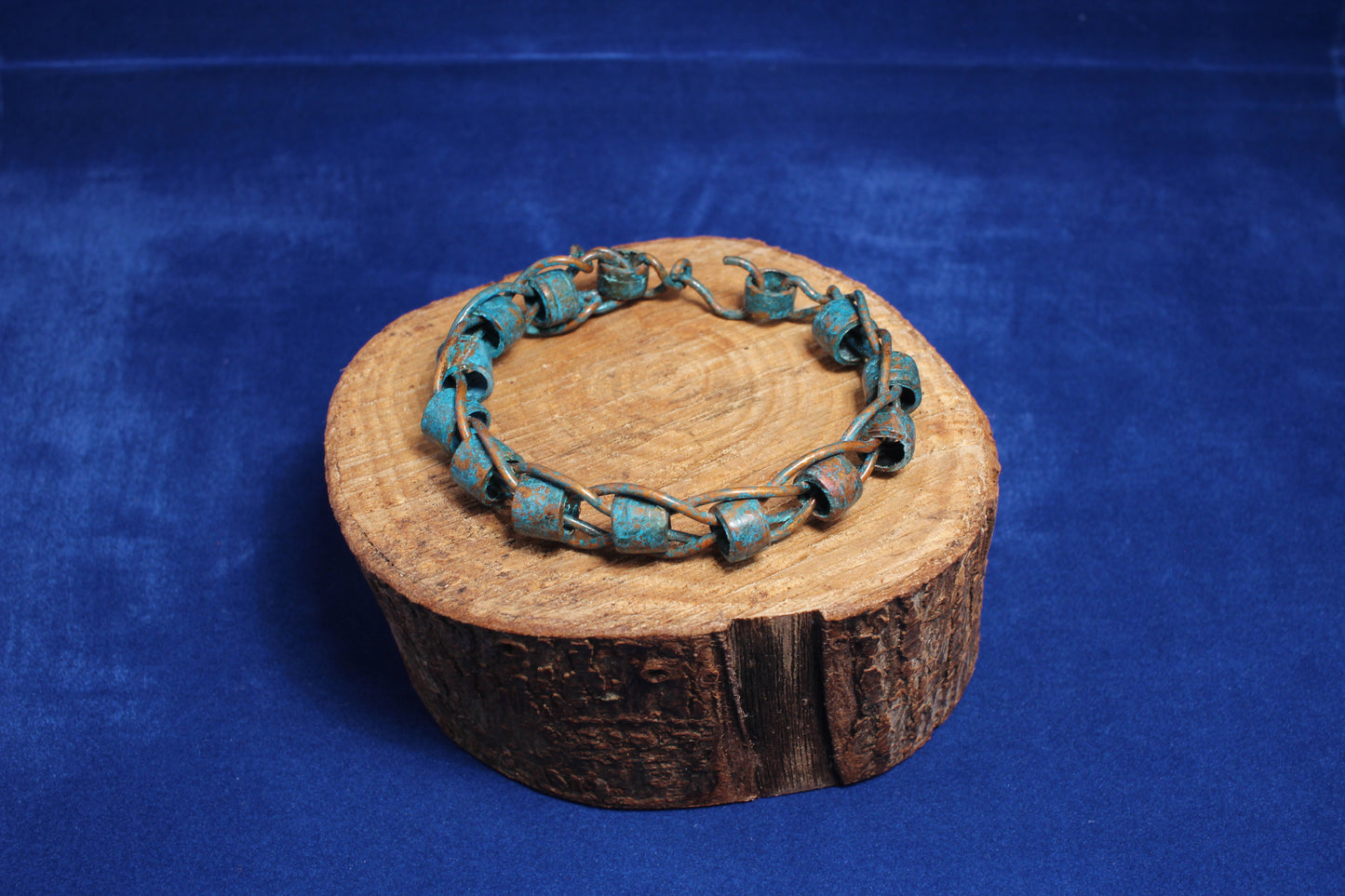 Copper Tube Bangle with Blue Patina