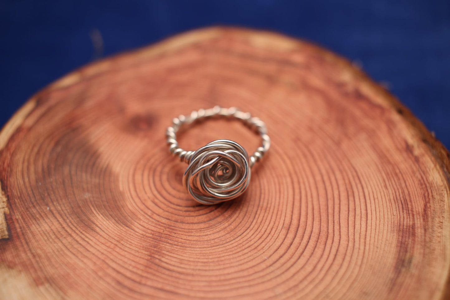 Handmade Silver Wire Rose Ring size N
