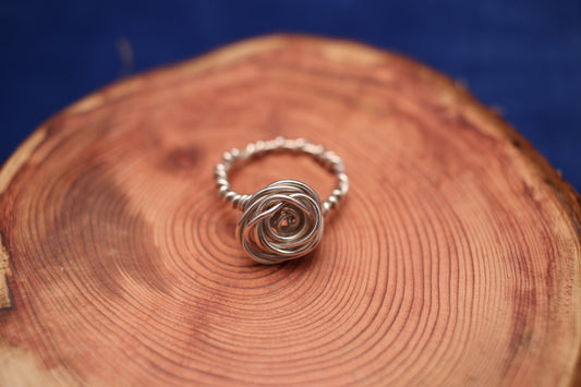 Handmade Silver Wire Rose Ring size N