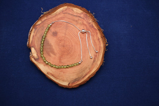 Green Peridot Adjustable Bracelet – Elegant sterling Silver Slider Chain