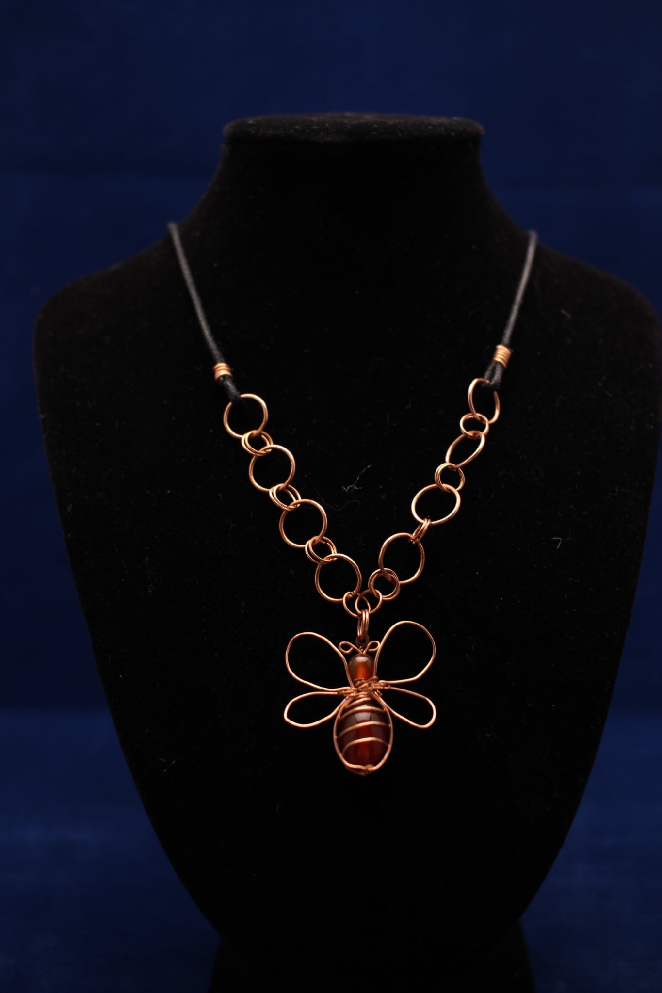Handmade Wire-Wrapped Bee Pendant Necklace – Copper Chain Jewelry