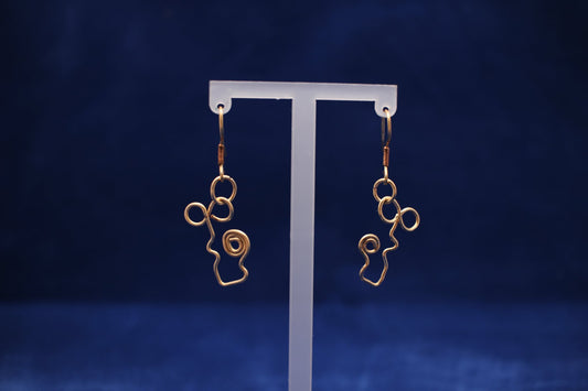 Handmade Abstract Champagne coloured Wire Drop Earrings – Artistic Dangle Jewellery