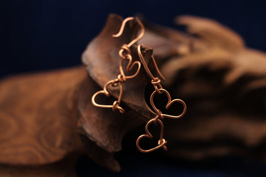 Copper Wire Heart Earrings and Bracelet Set– Handmade Romantic Jewellery