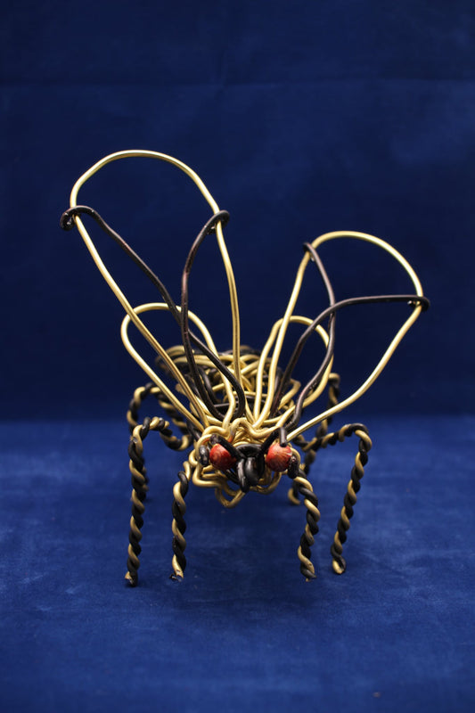 Gold Wire Bee Sculpture Handmade Decorative Art