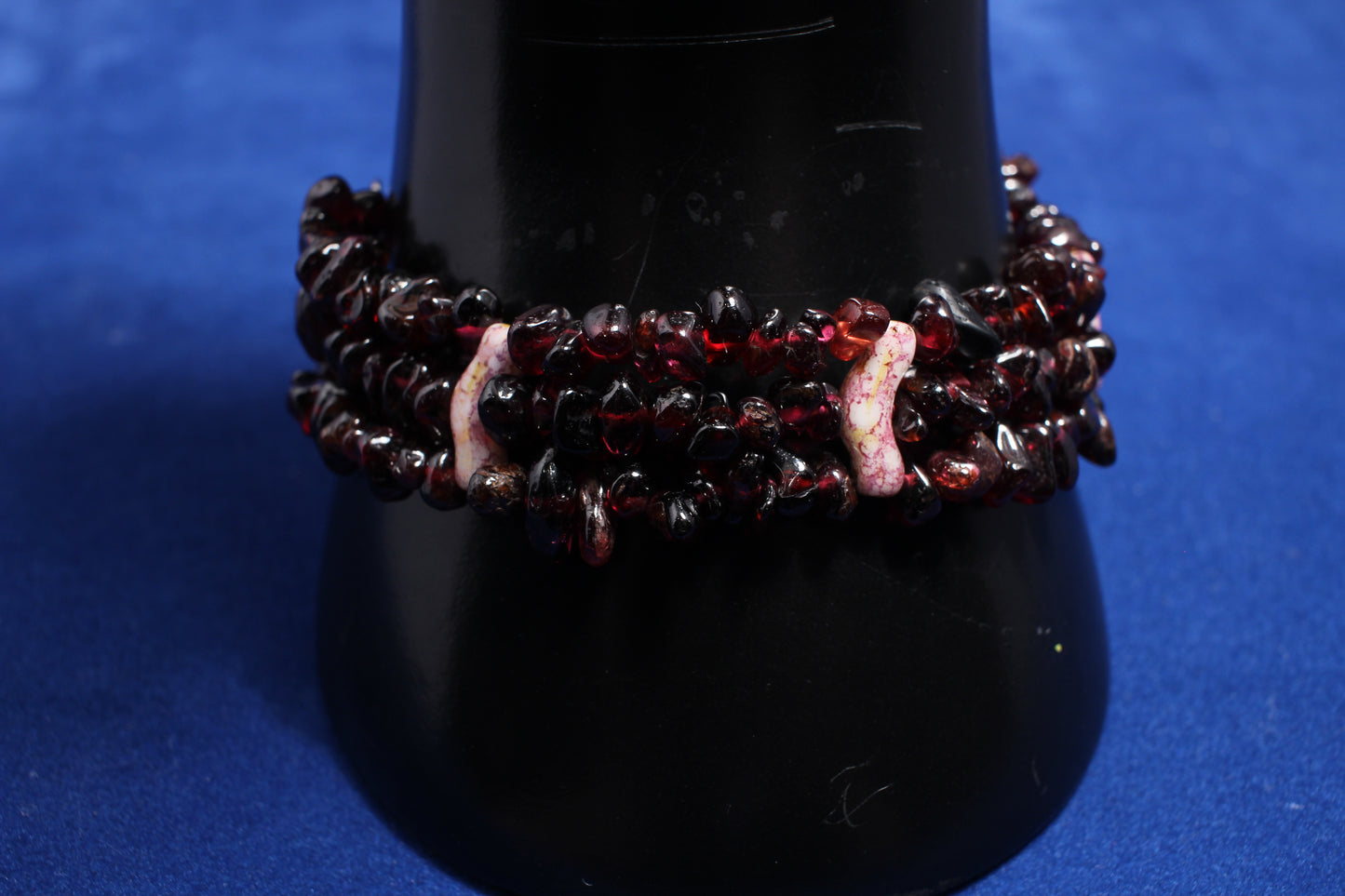 beautiful 3 strand garnet & sterling silver bracelet