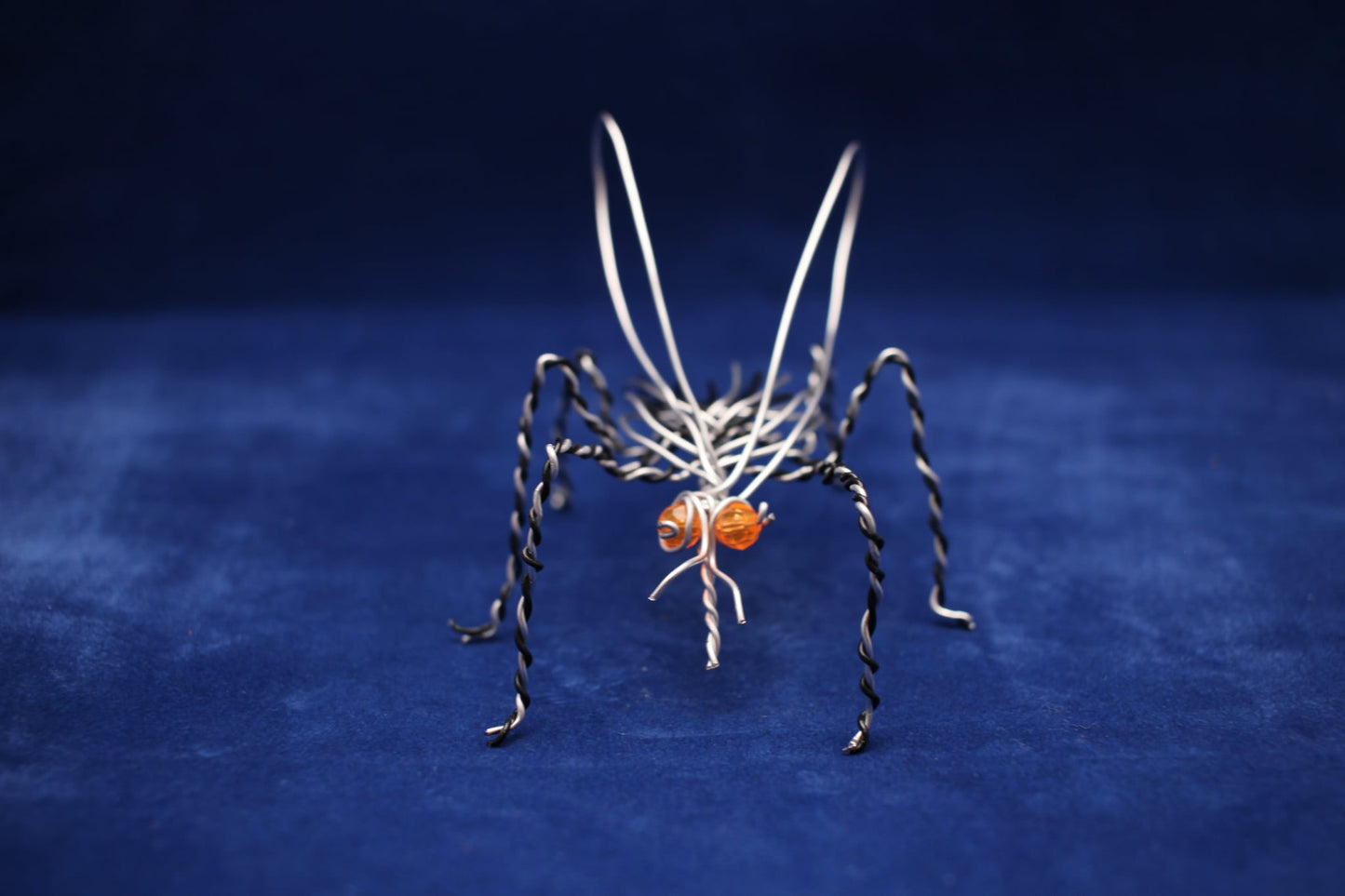 Handmade Wire Mosquito Sculpture with Amber Eyes