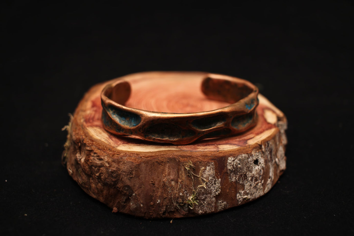 Hammered Copper Patina Oval Bangles - Handcrafted Artisan Cuffs