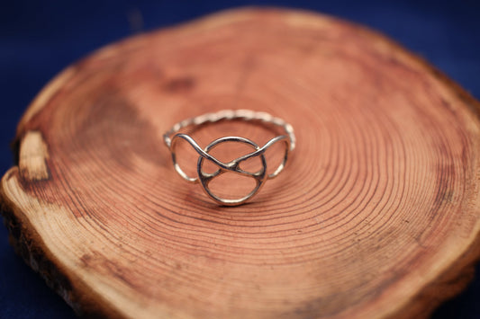 Sterling Silver Encircled Infinity Ring with Twisted Band -