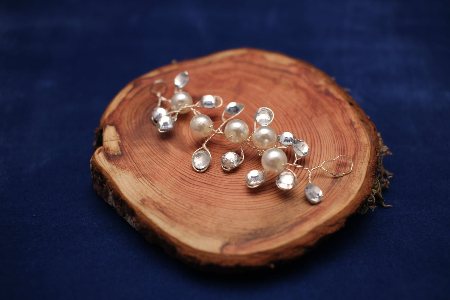 set of 2 wedding hair wire diamante, faux Pearl branch like hair accessories