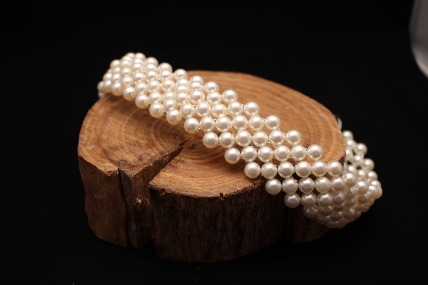 10" Pearl Wire Bun Wrap / Headband – Handmade Bridal Hair Accessory
