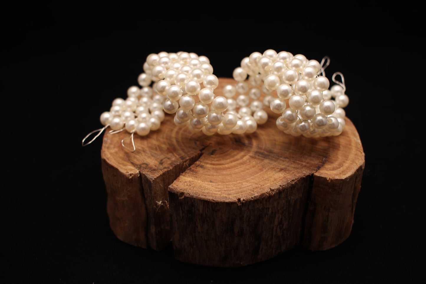 10" Pearl Wire Bun Wrap / Headband – Handmade Bridal Hair Accessory