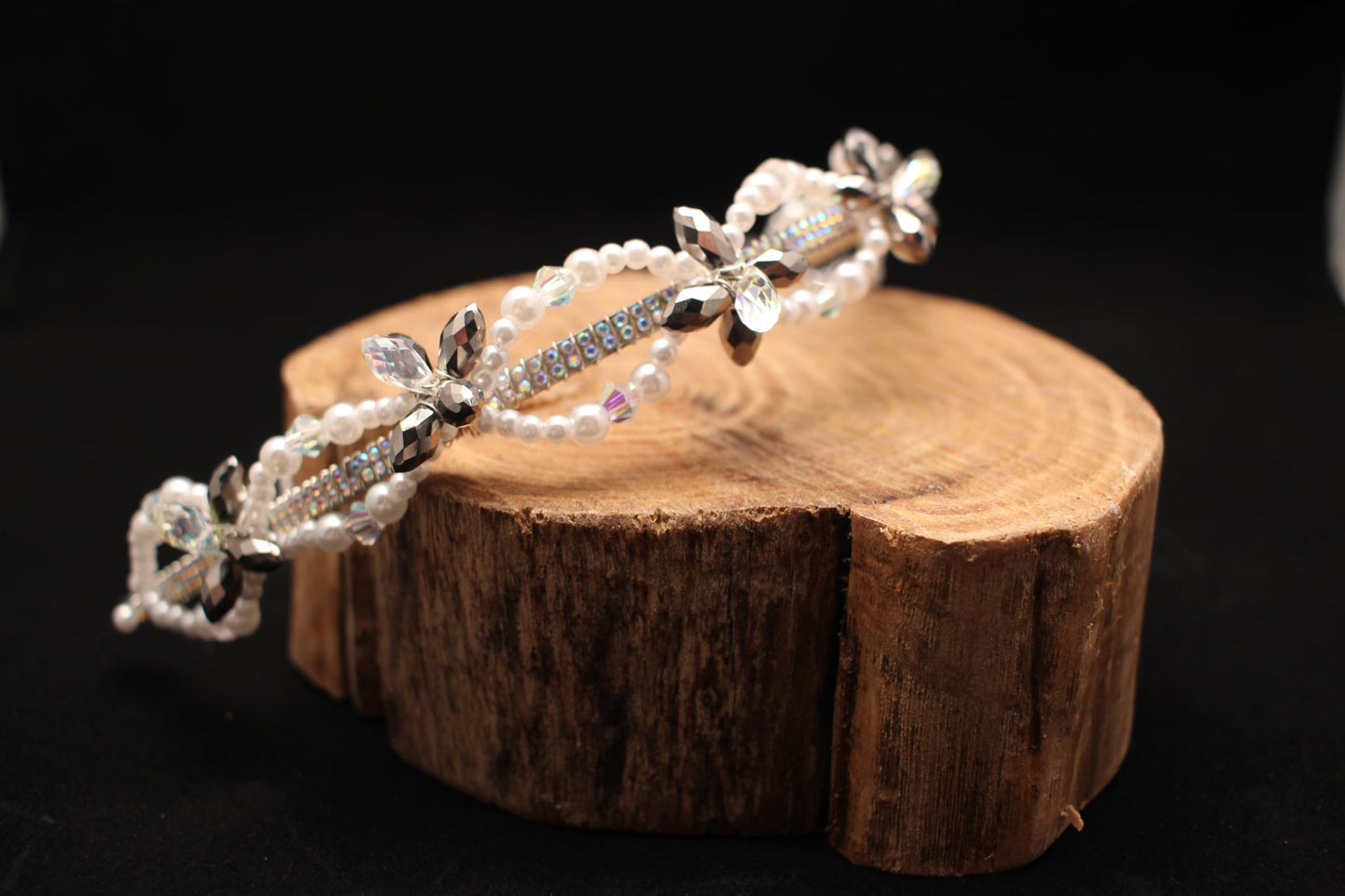 Imitation Diamanté Crystal and Pearl Hair  Headband/Tiara