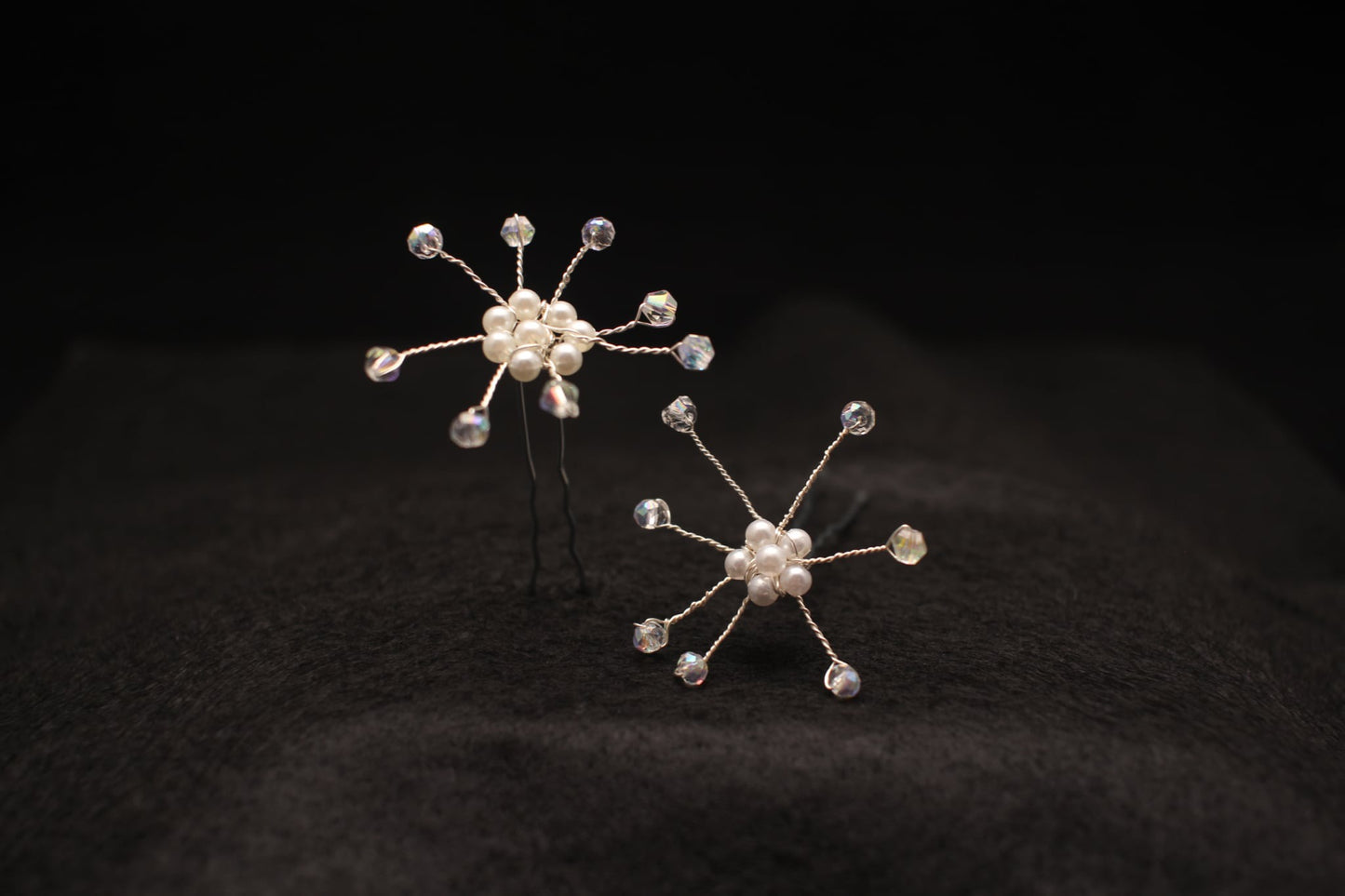 Faux Pearl, White and Silver Bead Wedding Bobby Pins – Set of 6
