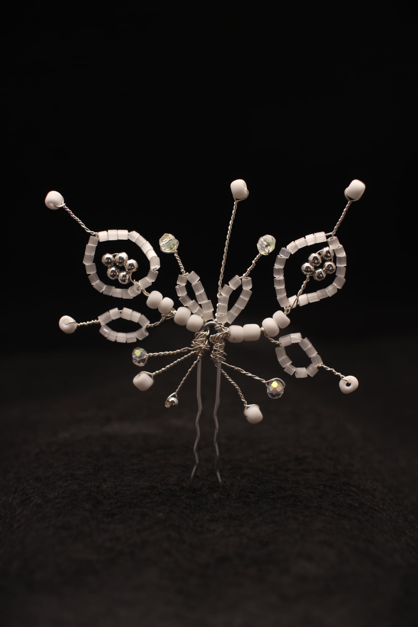 Handcrafted Butterfly inspired  Hair Clip with Artificial Pearls and Miyuki seed  Beads