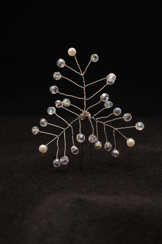 Beaded Wire branch like hair clip – Handmade Decorative Art