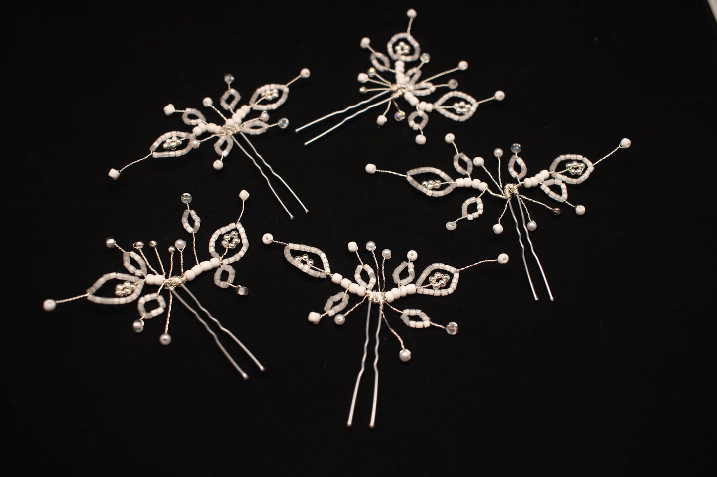 Handcrafted Butterfly inspired  Hair Clip with Artificial Pearls and Miyuki seed  Beads