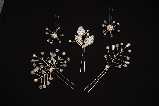 5 statement Beaded Wire Hair Clips