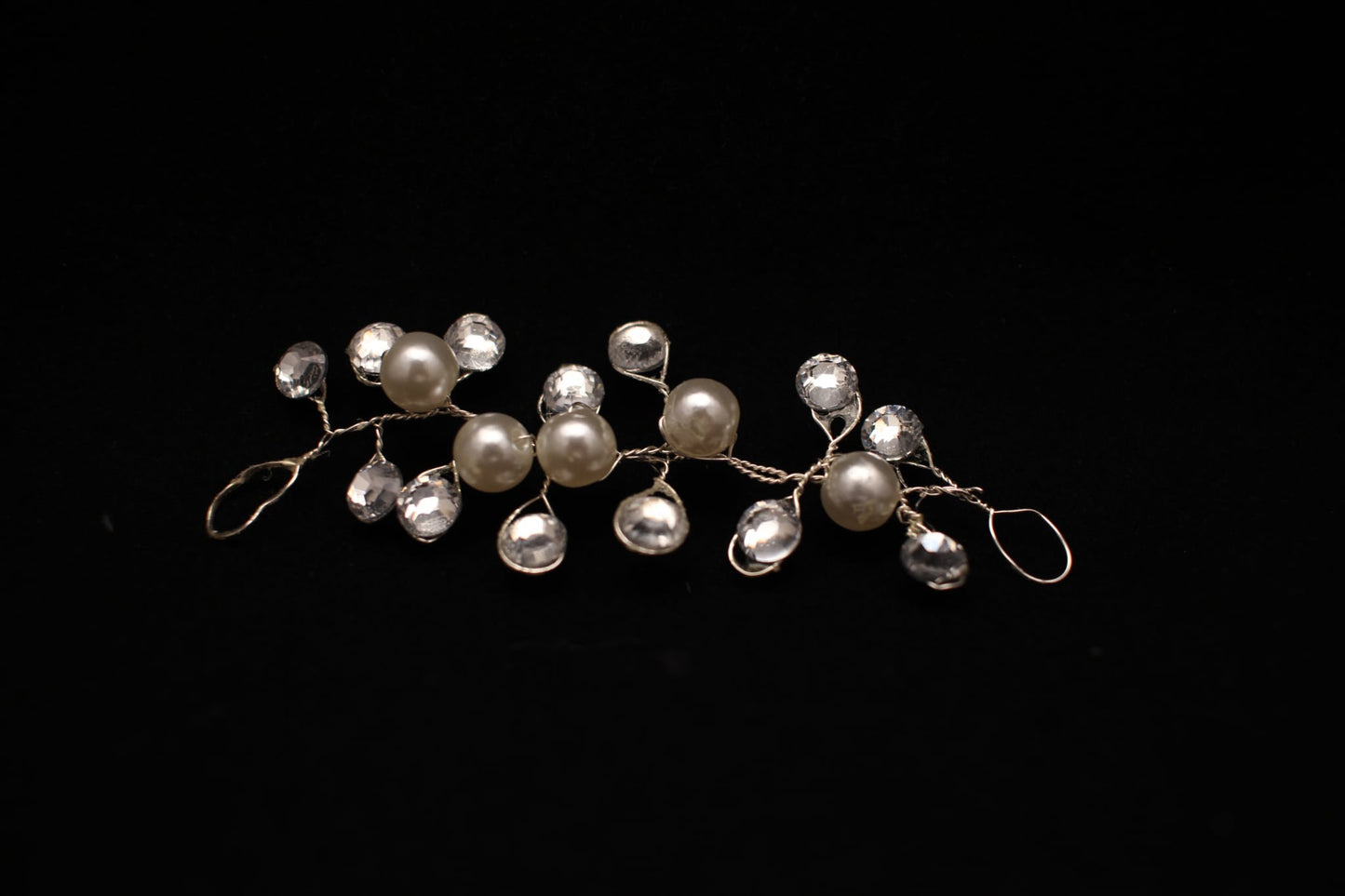 set of 2 wedding hair wire diamante, faux Pearl branch like hair accessories