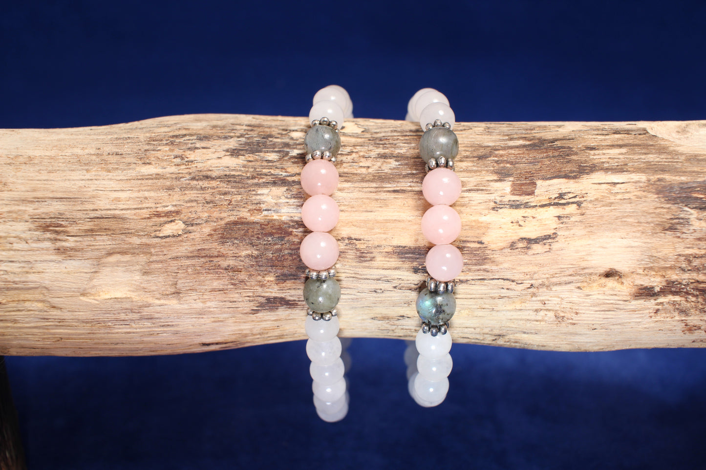 6mm Gemstone Bracelet with Milky Quartz, Rose Quartz and Labradorite