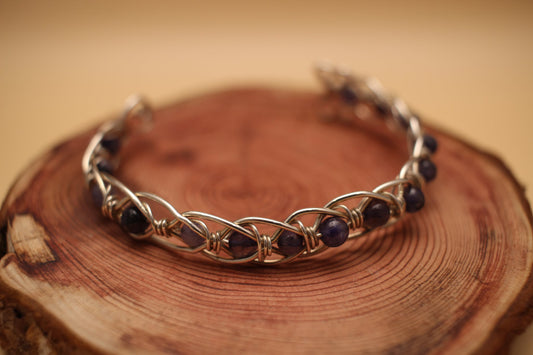 Silver Wire Lolite Bracelet – Handmade Gemstone Design