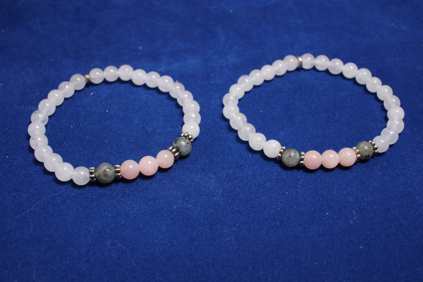 6mm Gemstone Bracelet with Milky Quartz, Rose Quartz and Labradorite
