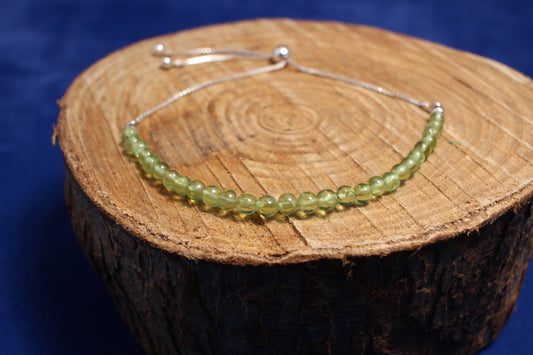 3-4mm peridot gemstone bracelet with sterling silver sliding adjustable chain