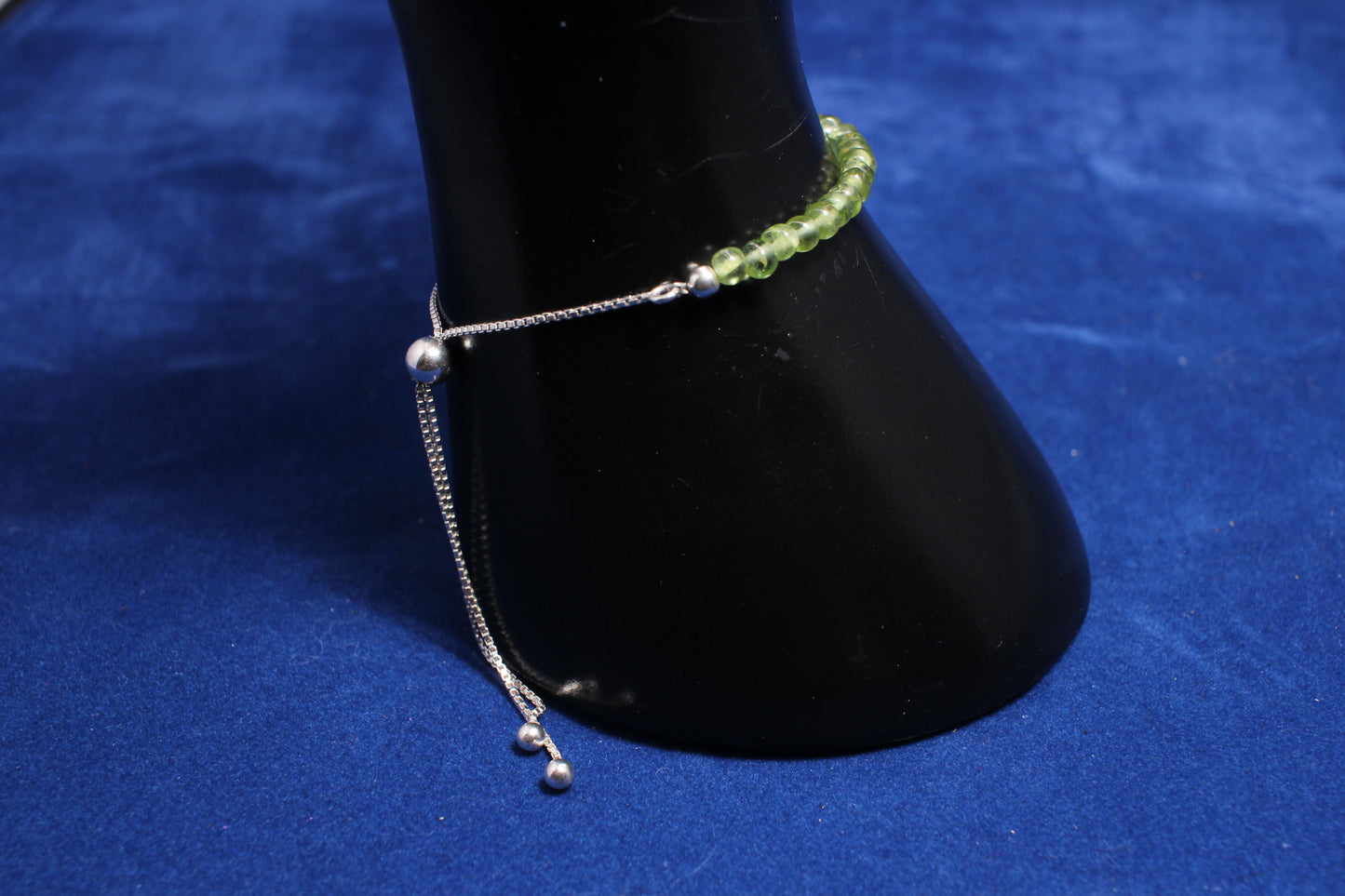 3-4mm peridot gemstone bracelet with sterling silver sliding adjustable chain