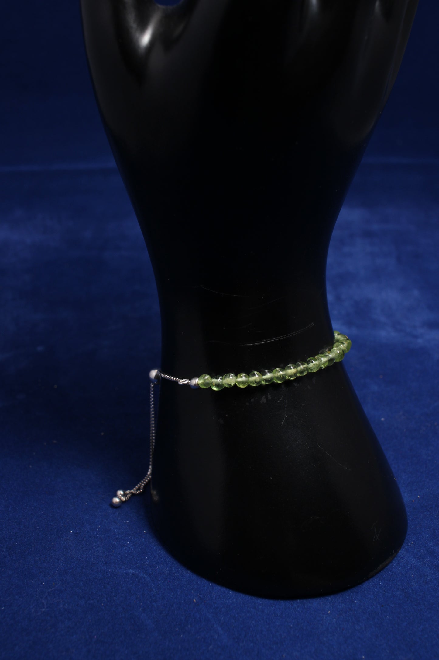 3-4mm peridot gemstone bracelet with sterling silver sliding adjustable chain