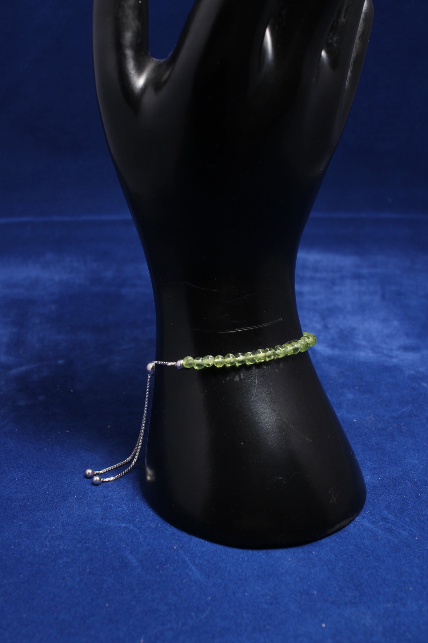3-4mm peridot gemstone bracelet with sterling silver sliding adjustable chain