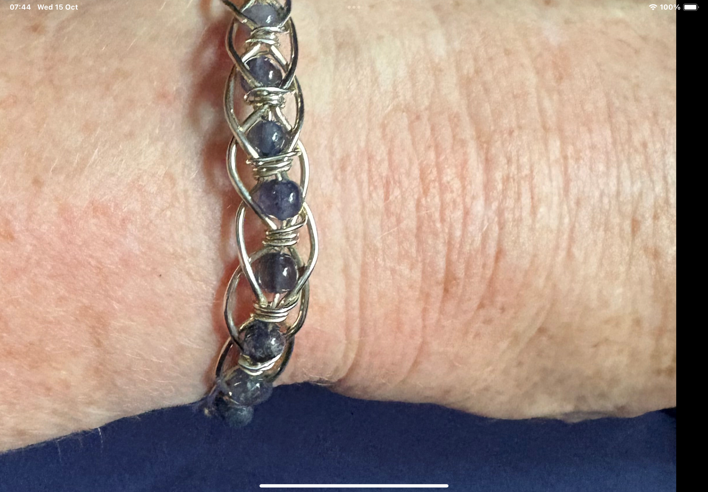 Silver Wire Lolite Bracelet – Handmade Gemstone Design