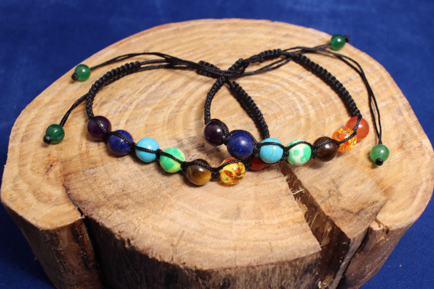 chakra healing bracelate with adjustable weaved cord strap