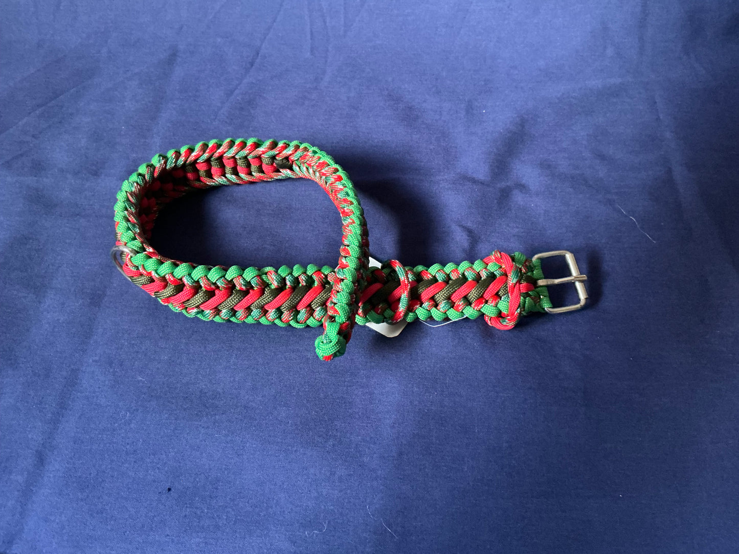 Christmas Candy striped 1.2” Wide 20” long Semi-Adjustable Paracord Dog Collar