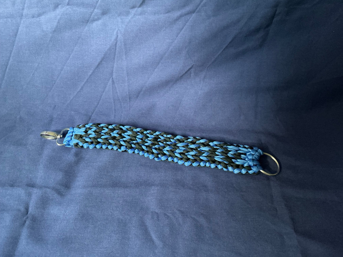 2” Wide 14.5” long Black & Blue Braided Crown Tail Paracord none adjustable Collar