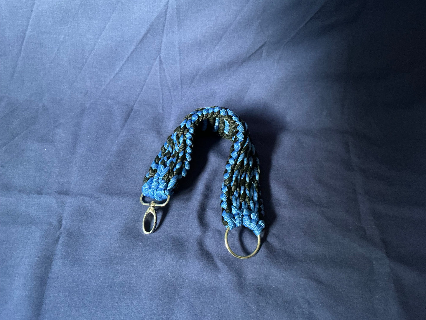2” Wide 14.5” long Black & Blue Braided Crown Tail Paracord none adjustable Collar