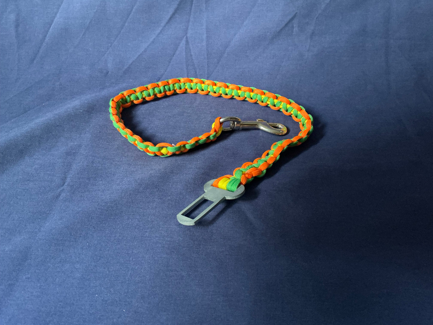 2 Ft Yellow, Green & Orange Braided Paracord car safety lead