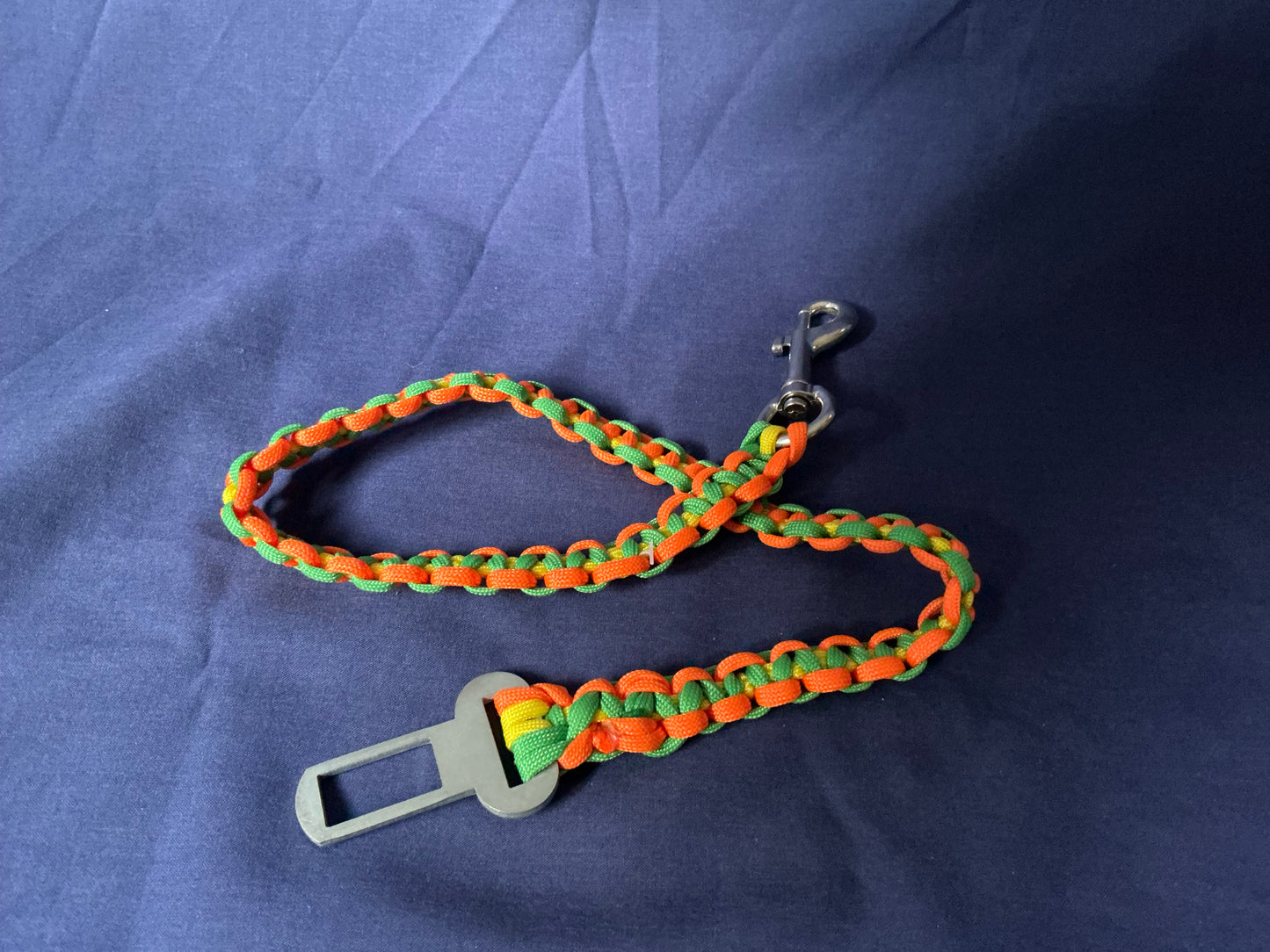 2 Ft Yellow, Green & Orange Braided Paracord car safety lead