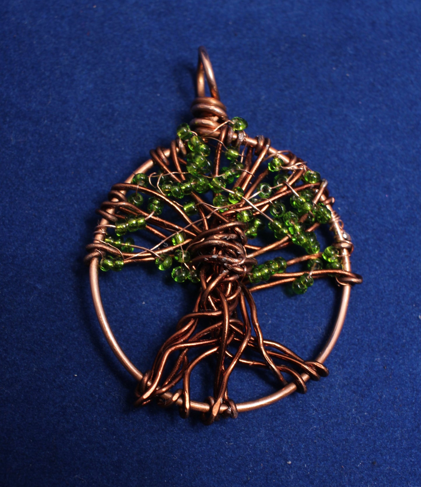 Copper & Green Beads Tree of Life Pendant