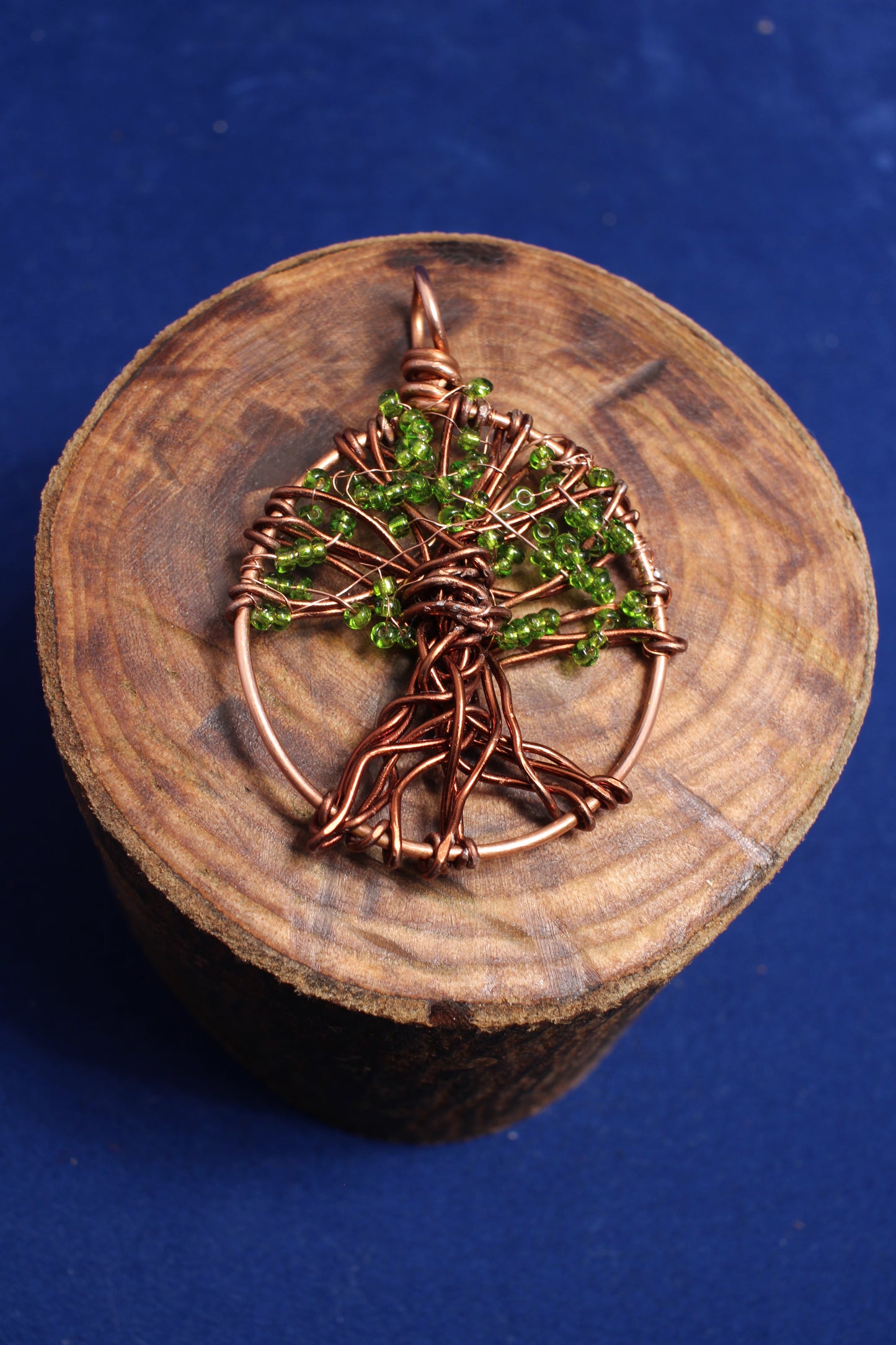 Copper & Green Beads Tree of Life Pendant