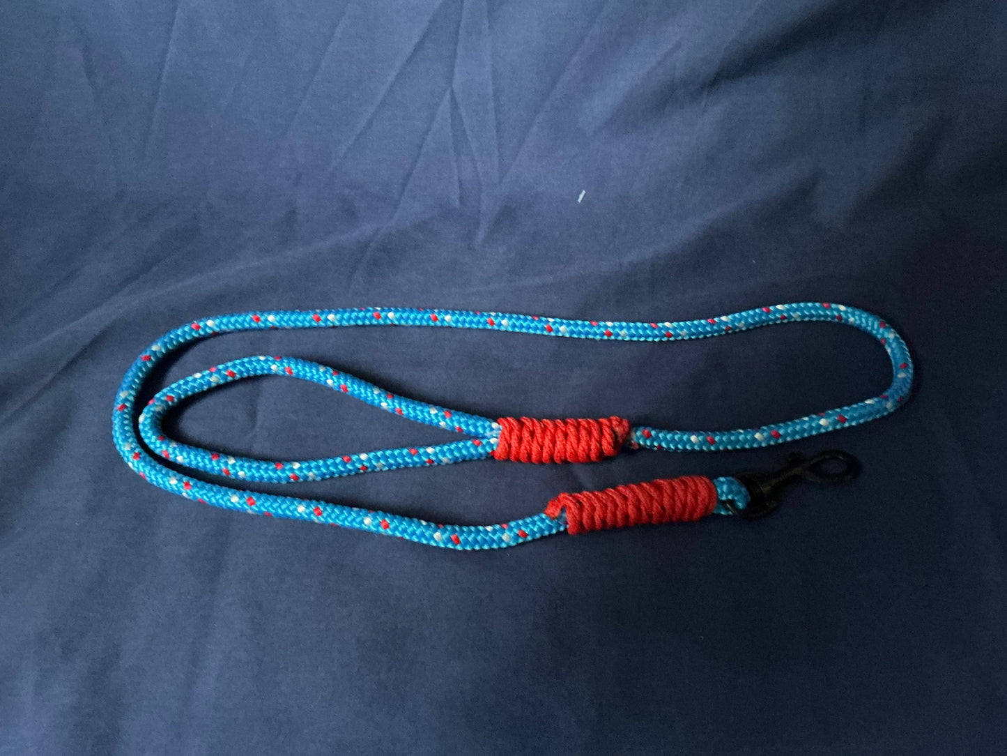 Blue & Red 4ft Rope Dog Leash with Reinforced Handle.