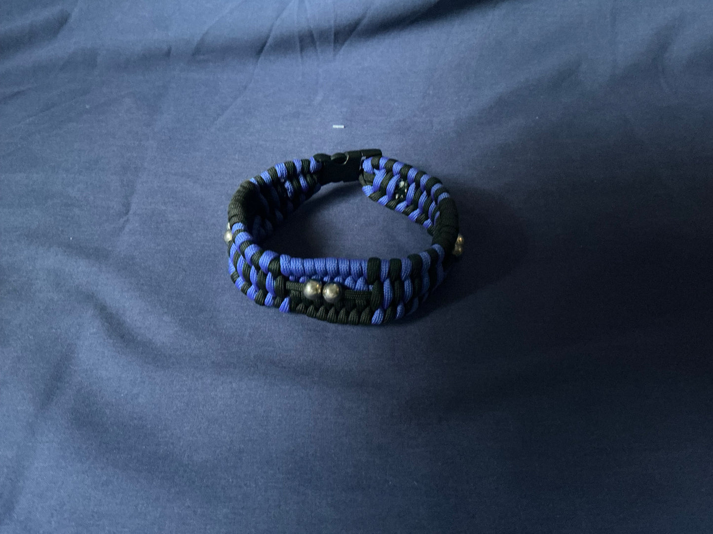 Blue & black 1.5”W x 13”L woven Paracord Animal Collar