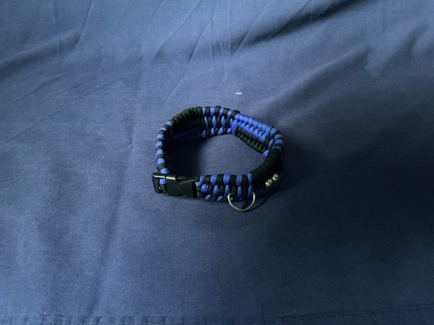 Blue & black 1.5”W x 13”L woven Paracord Animal Collar