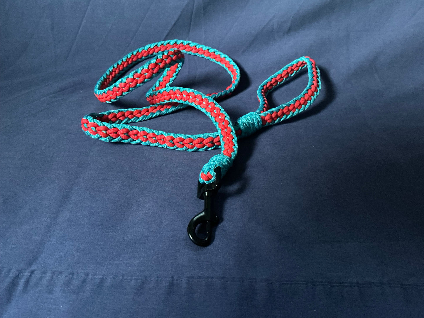 5Ft Blue & Red 4 cord love heart Braided Paracord Dog Lead