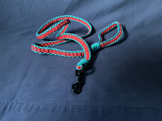 5Ft Blue & Red 4 cord love heart Braided Paracord Dog Lead