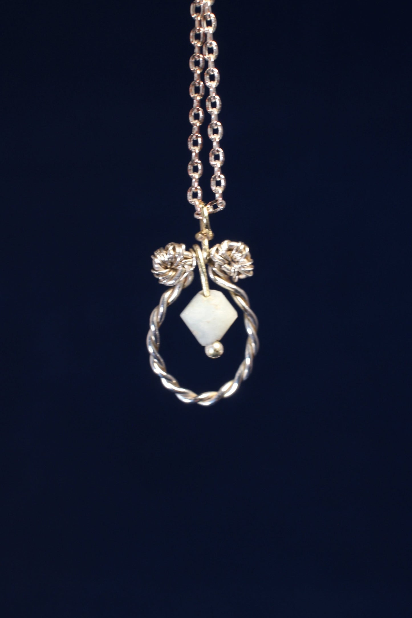 Sterling Silver Dangling Pendant with Green Quartz Chime Design